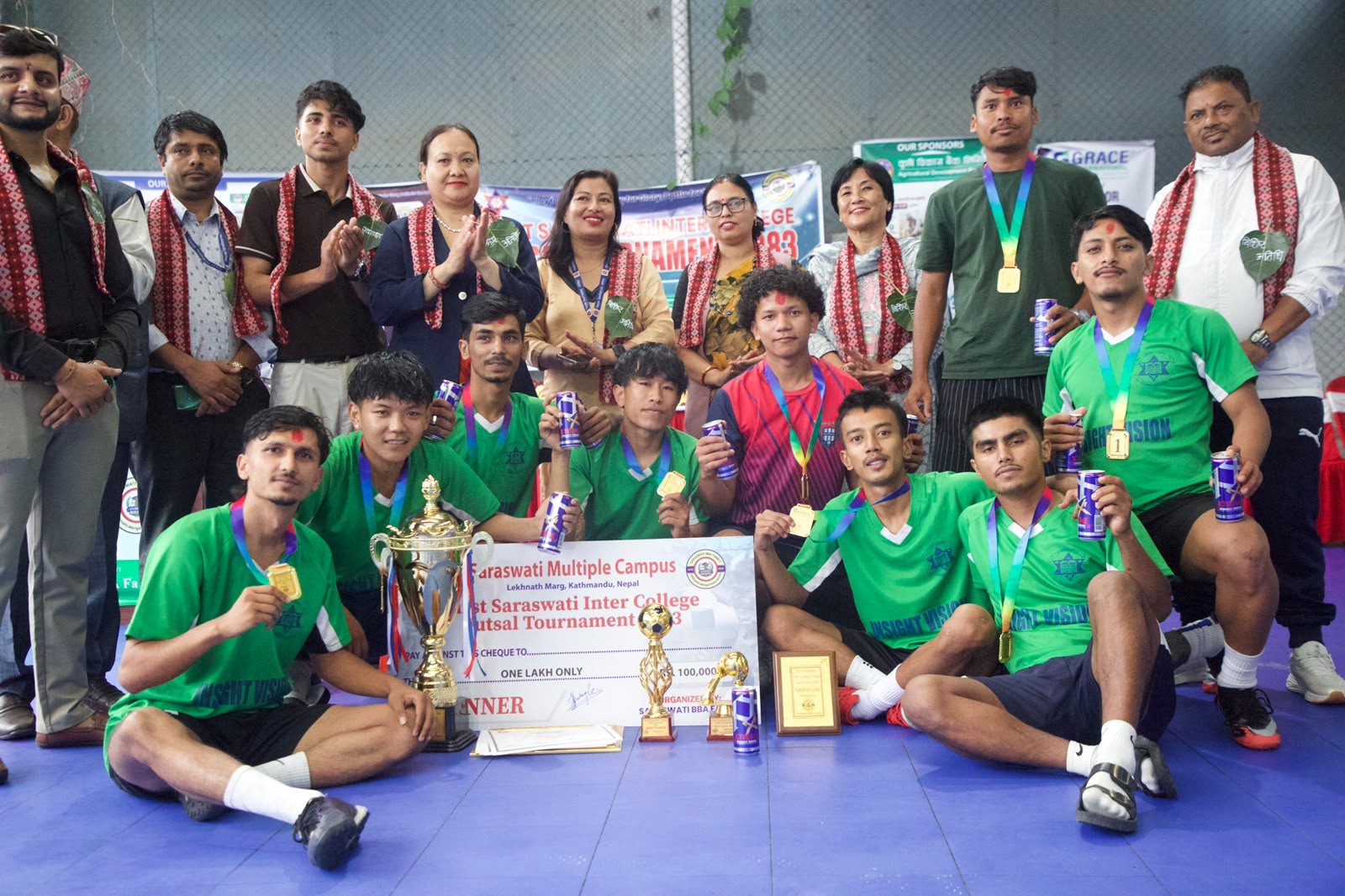 प्रथम सरस्वती अन्तरकलेज फुटसल प्रतियोगिताको उपाधि इन्साइड भिजन कलेजले उचाल्यो